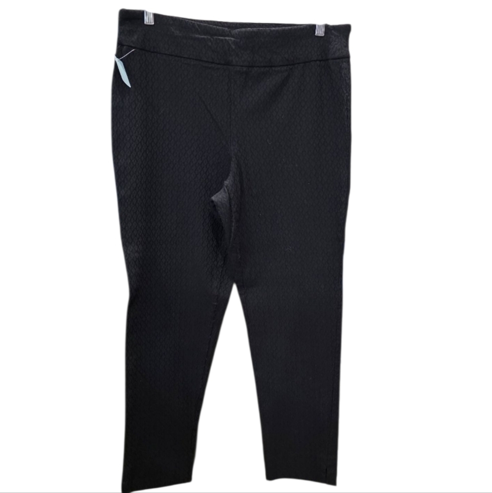 Roz & Ali Textured Black Skinny Pull-On Pants